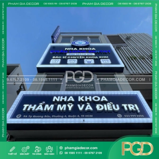 Bảng Hiệu Alu Chữ Nổi Mica Âm Led Sáng Mặt Nha Khoa Long Châu thumb