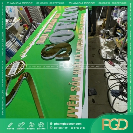 Bảng Hiệu Alu Chữ Nổi Vàng Gương Công Ty Sofaco