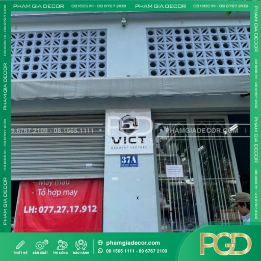 Logo Công Ty Mica Cắt Dán Khoét Lọng Thiết Kế Đặc Biệt Của Công Ty Vict