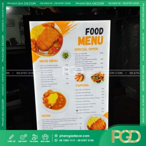 hộp đèn menu nắp bật thumb