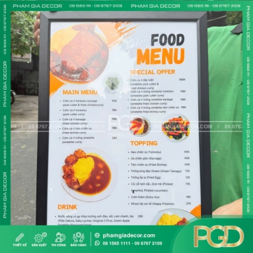 hộp đèn menu nắp bật thumb