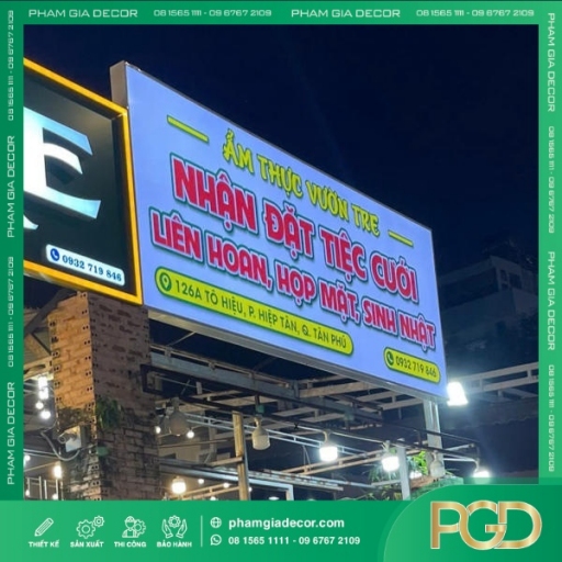 Hộp Đèn Bạt Vườn Tre Điểm Nhấn Quảng Cáo Xanh Mát Thân Thiện Thương Hiệu