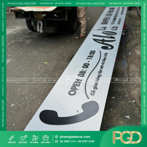 Làm bảng hiệu Alu chữ Mica cắt dán công ty thương mại Alo Cà Phê