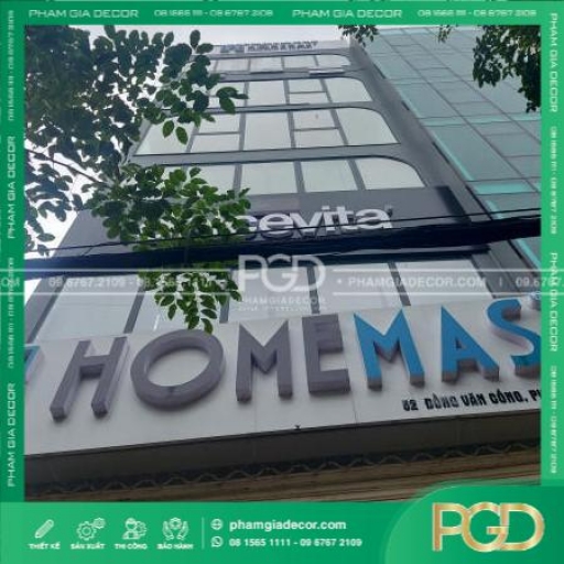 Làm Bảng Hiệu Alu Chữ Nổi HOME MAS - LED Hắt Sáng Nền