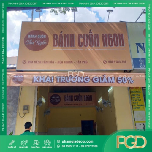 Làm bảng hiệu bạt không gân giá rẻ cho quán bánh cuốn