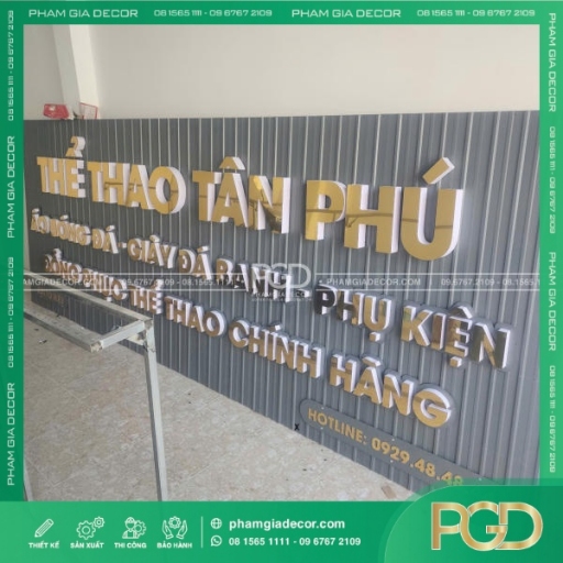 Bảng Hiệu Tole Sóng Chữ Nổi Alu Vàng Gương Cửa Hàng