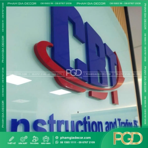 Logo Nổi Mica Văn Phòng Nền Kính Led Sáng Viền Logo CBT thumb