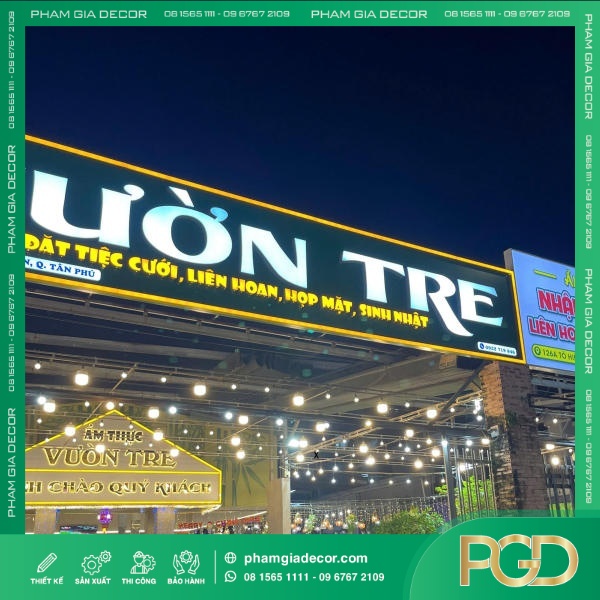 Hộp Đèn Bạt Vườn Tre Điểm Nhấn Quảng Cáo Xanh Mát Thân Thiện Thương Hiệu