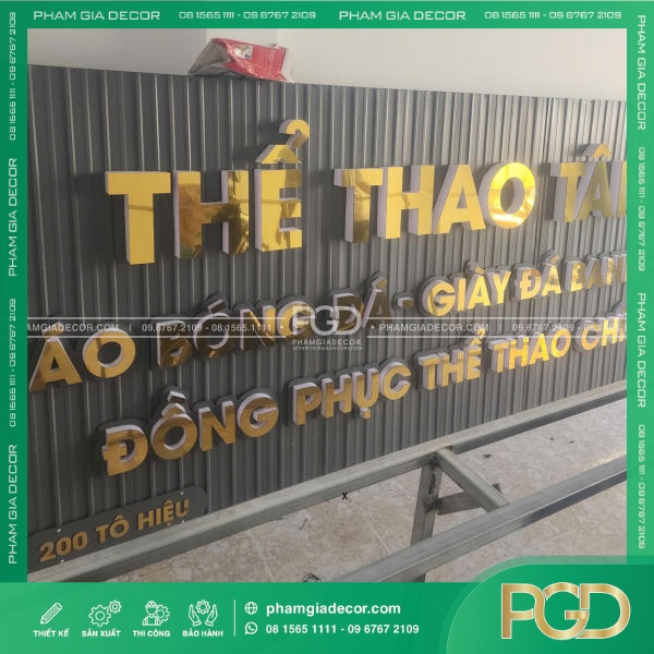 Bảng Hiệu Tole Sóng Chữ Nổi Alu Vàng Gương Cửa Hàng