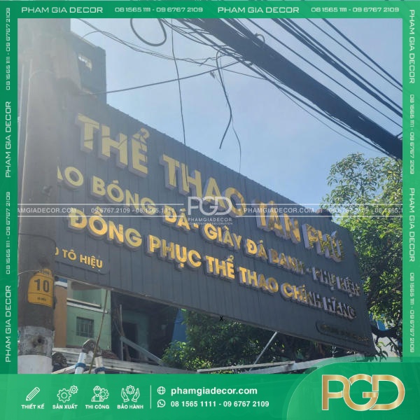 Bảng Hiệu Tole Sóng Chữ Nổi Alu Vàng Gương Cửa Hàng