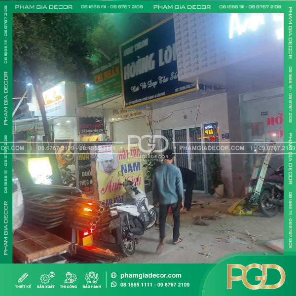 làm bảng hiệu alu chữ nổi hông nhôm có led tiệm tóc ánh linh