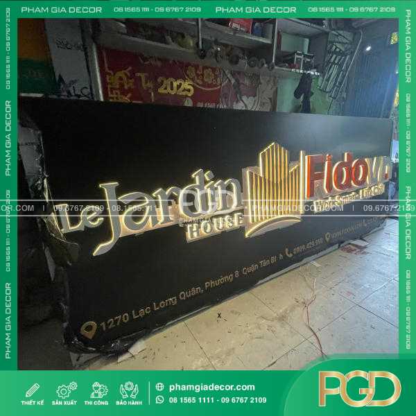 làm bảng hiệu alu đẹp chữ nổi có led bảng hiệu công ty bất động sản
