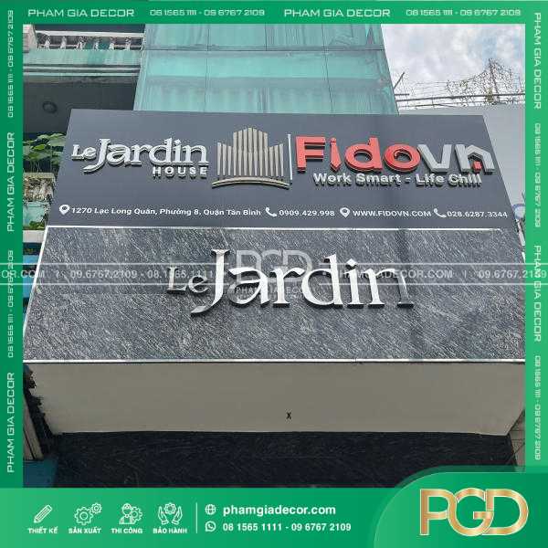 làm bảng hiệu alu đẹp chữ nổi có led bảng hiệu công ty bất động sản