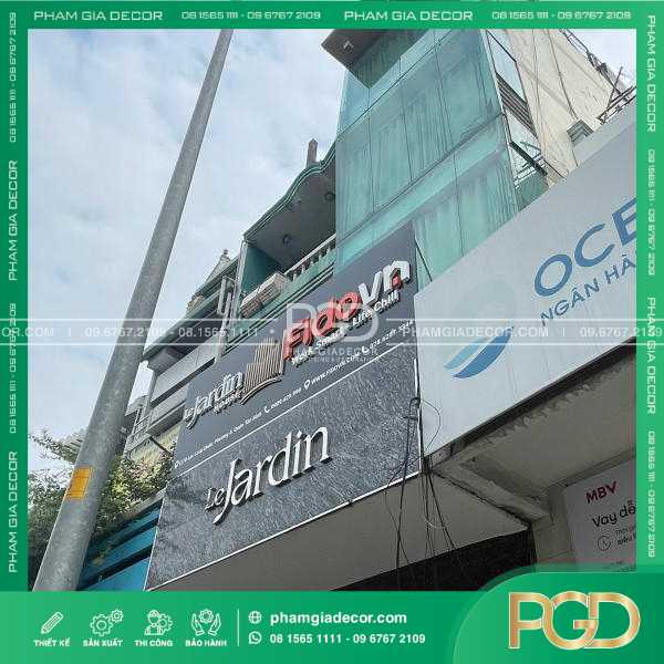 làm bảng hiệu alu đẹp chữ nổi có led bảng hiệu công ty bất động sản