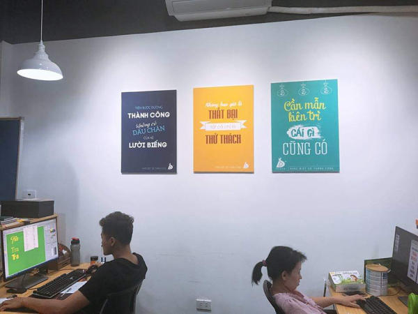 làm slogan văn phòng tranh in dán tường